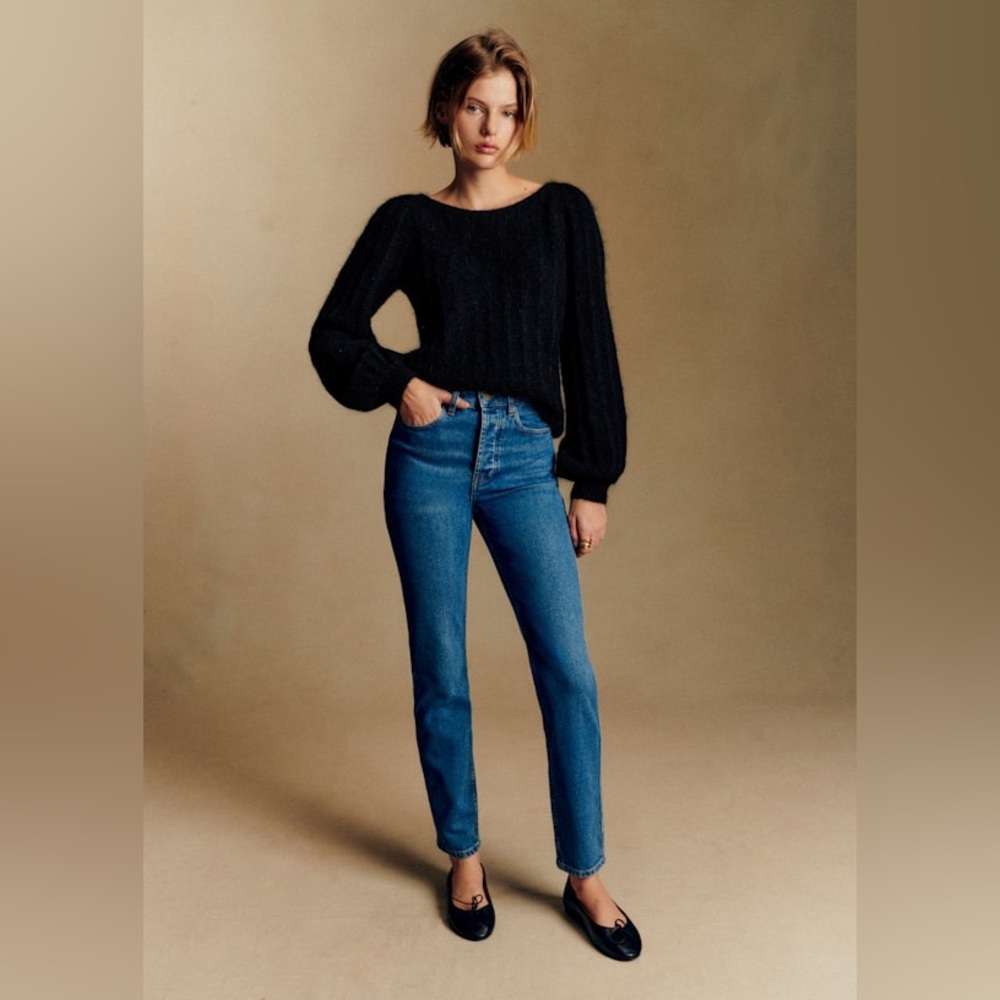 Sezane Brut Sexy Slim Straight Leg Jeans 26 Classic Parisian Glamour Denim NWT - Picture 8 of 10